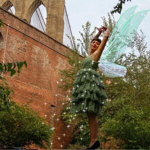 Green Floral Ruffle Dress